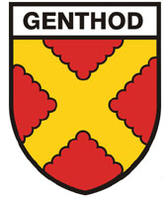 les armoiries (rouge et jaune) de Genthod